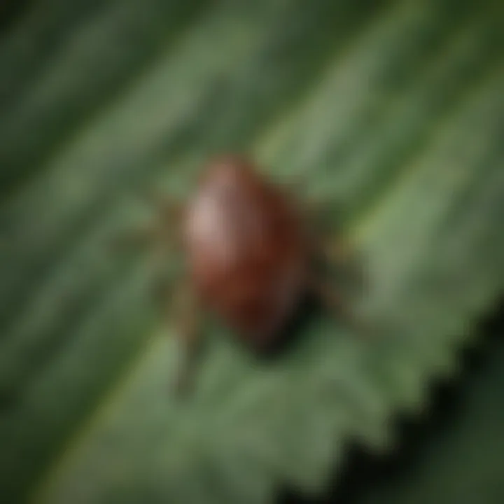 Close-up of a tick on a leaf