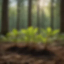 American chestnut seedlings thriving in a lush forest environment