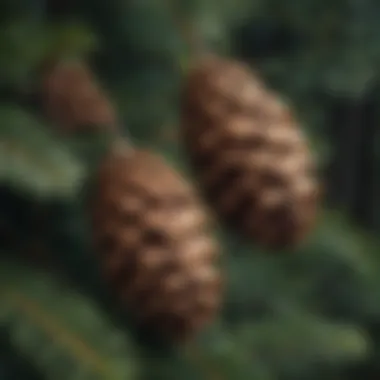 Illustration of pine cones and their role in the reproduction of pine trees.