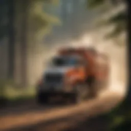Bark blower truck in action