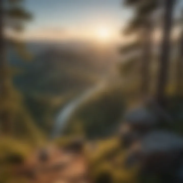 Hikers enjoying the scenic views from a lookout point on a Bend hiking trail.