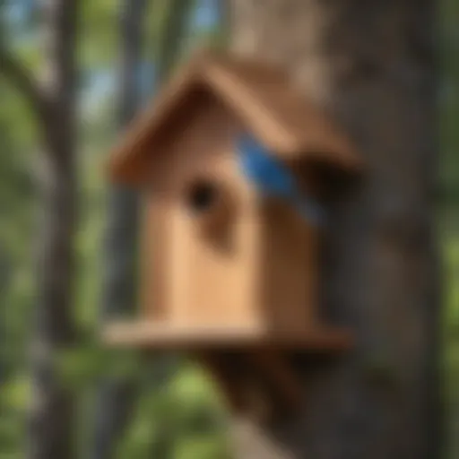 A beautifully crafted bluebird house made from cedar wood.