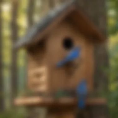 Maintenance tips for bluebird houses including cleaning tools.