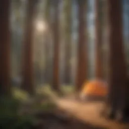 Campsite nestled among giant sequoias