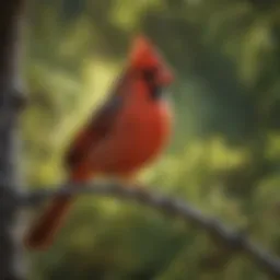 A vibrant cardinal perched on a branch