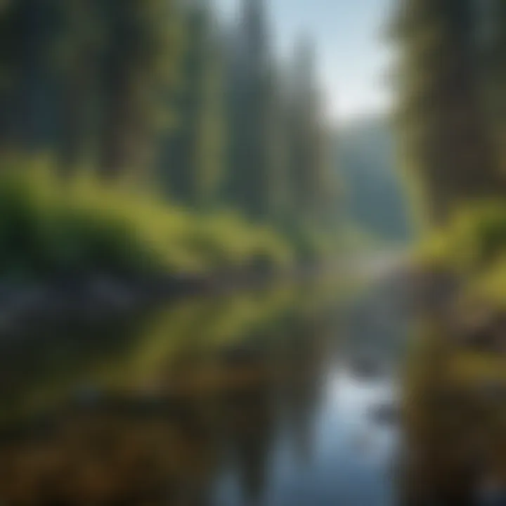 A serene view of the Bitterroot River with lush vegetation