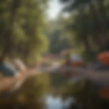 Riverfront Camping Experience A group of tents set up near a tranquil river in Santa Fe