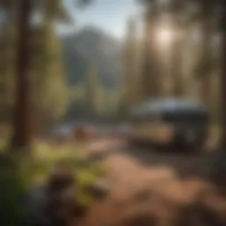 Scenic view of a campground nestled in the mountains of Santa Fe