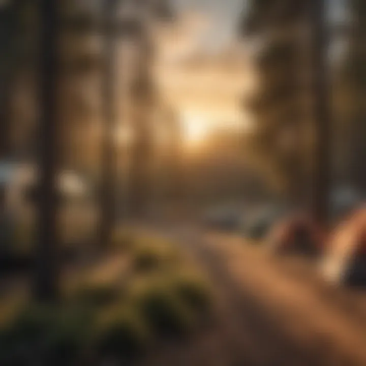 A panoramic view of a popular San Diego campground during sunset