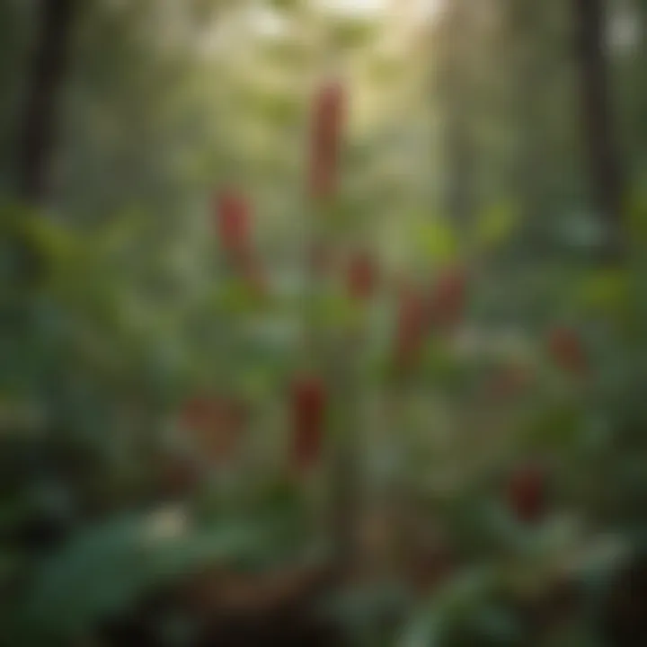 Cayenne pepper plant showcasing vibrant red peppers