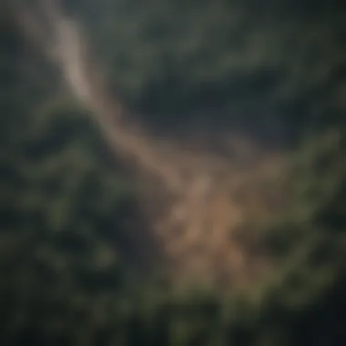 Deforestation and Climate Change Aerial view of a deforested area showcasing the impact of climate change