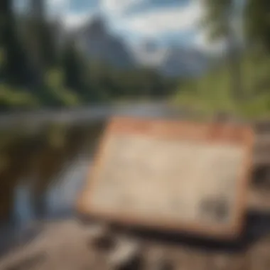 Close-up of a fishing license with a backdrop of Colorado's mountains