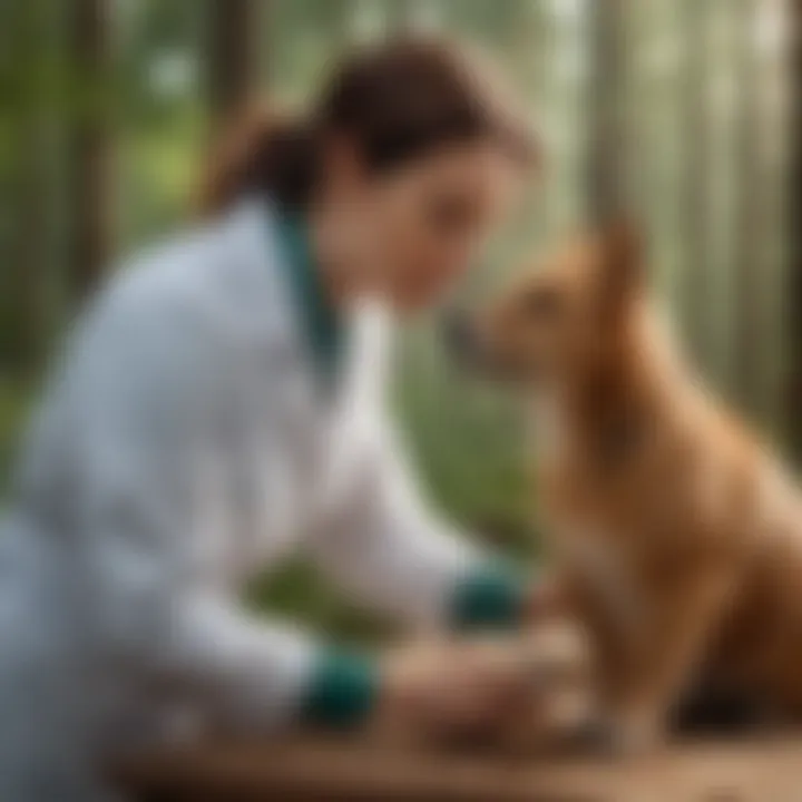 A veterinarian performing an examination on a rescued animal.