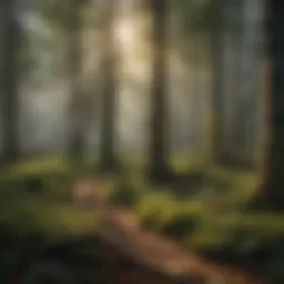 A dense forest showcasing diverse tree species