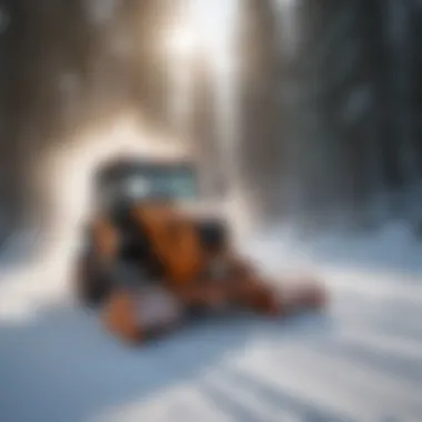 Advanced snow grooming machinery in action on a snowy landscape