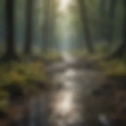 A landscape showing the impact of acid rain on vegetation with wilted plants