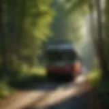 Scenic view of the Virginia Creeper Trail with shuttle bus in the background