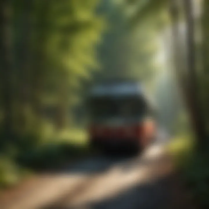 Scenic view of the Virginia Creeper Trail with shuttle bus in the background