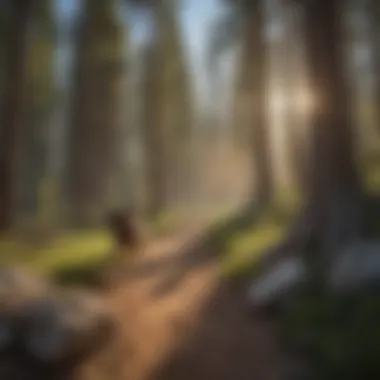 Hiking Trails for Dogs at Lake Tahoe A dog-friendly hiking trail surrounded by tall pine trees