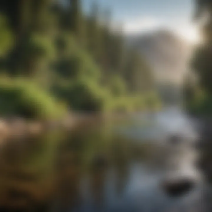 Close-up of a tranquil Colorado river surrounded by lush greenery