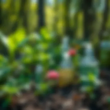 Natural Repellents for Tick Management Natural repellents displayed among plants for eco-friendly tick management
