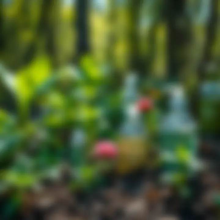 Natural Repellents for Tick Management Natural repellents displayed among plants for eco-friendly tick management