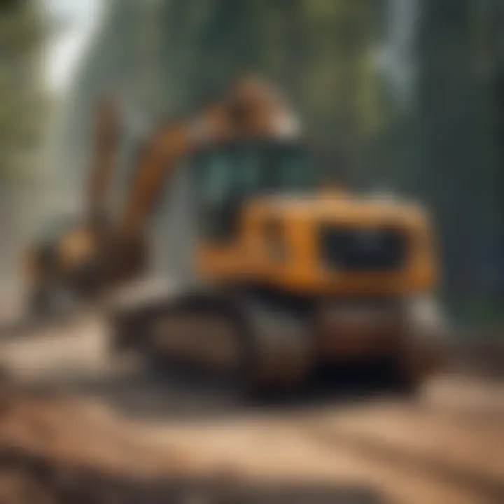 Heavy machinery used in road construction