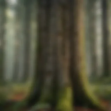 Biodiversity in Forest Ecosystems Close-up of diverse tree species in a lush forest