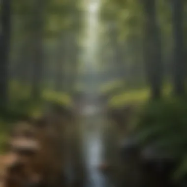 A serene forest landscape within Acadia National Park, highlighting the diverse flora and fauna.