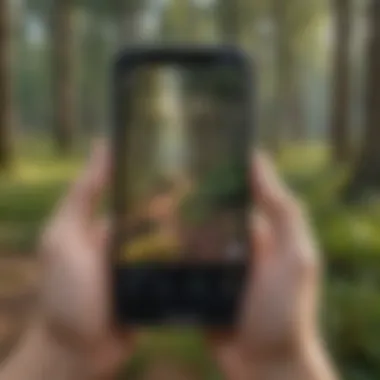 Mobile Technology in Woodland Stewardship A smartphone displaying a forestry management app in use