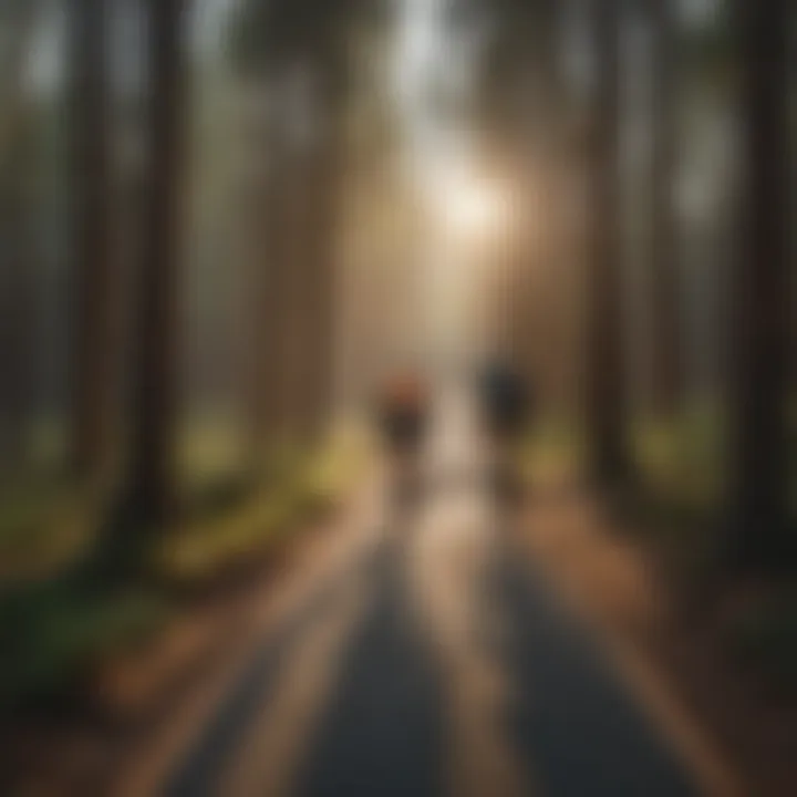 Cyclist navigating through dense pine forests