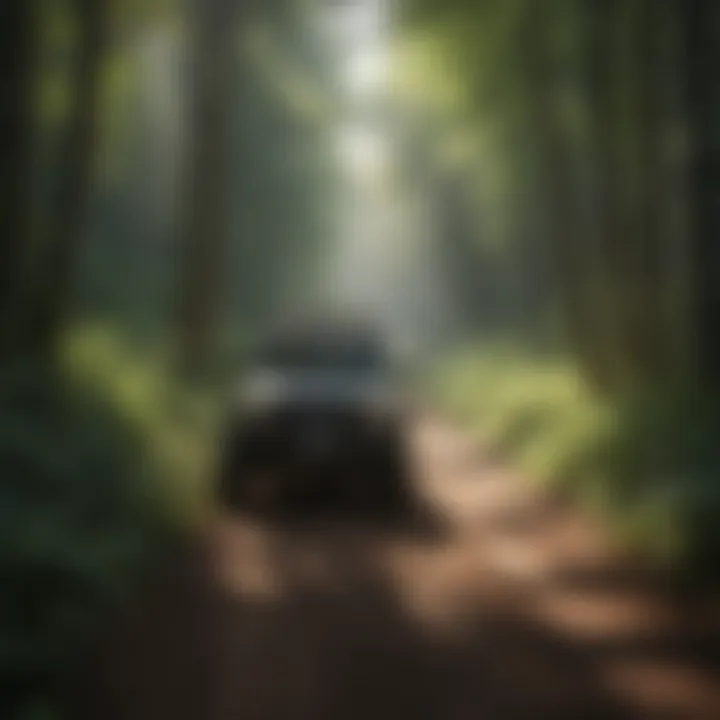 Off-highway vehicles navigating through lush forested paths at Brushy Mountain