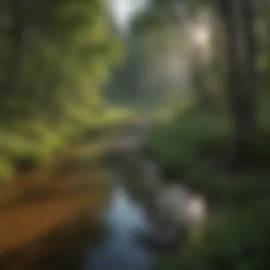 A panoramic view of Cain Creek showcasing its lush banks and diverse flora