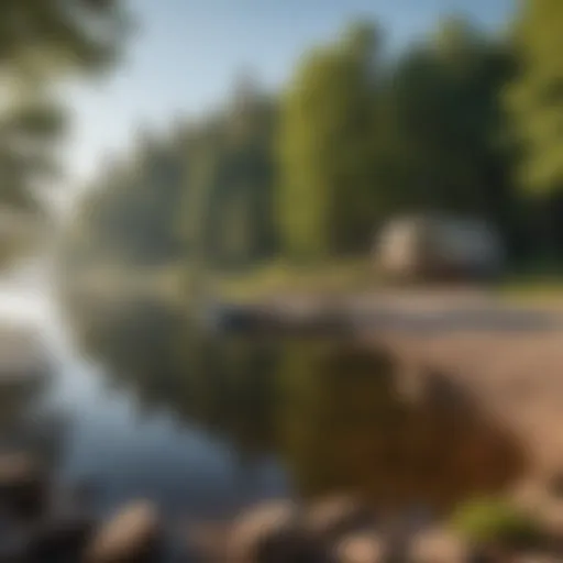 Scenic view of a tranquil lakeside campground in Lower Michigan