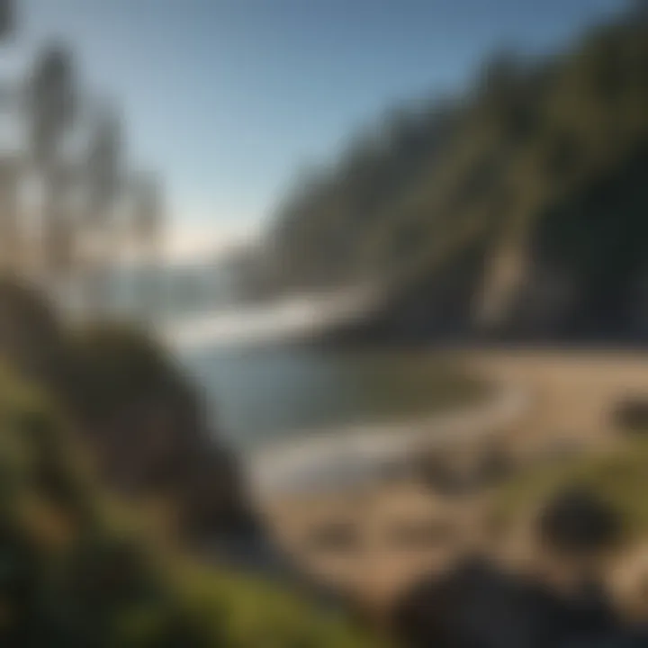 A panoramic view of the rugged coastline near a popular camping area in Brookings.