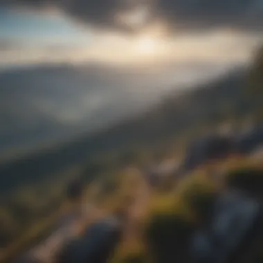 Hikers enjoying scenic views from a mountain ridge