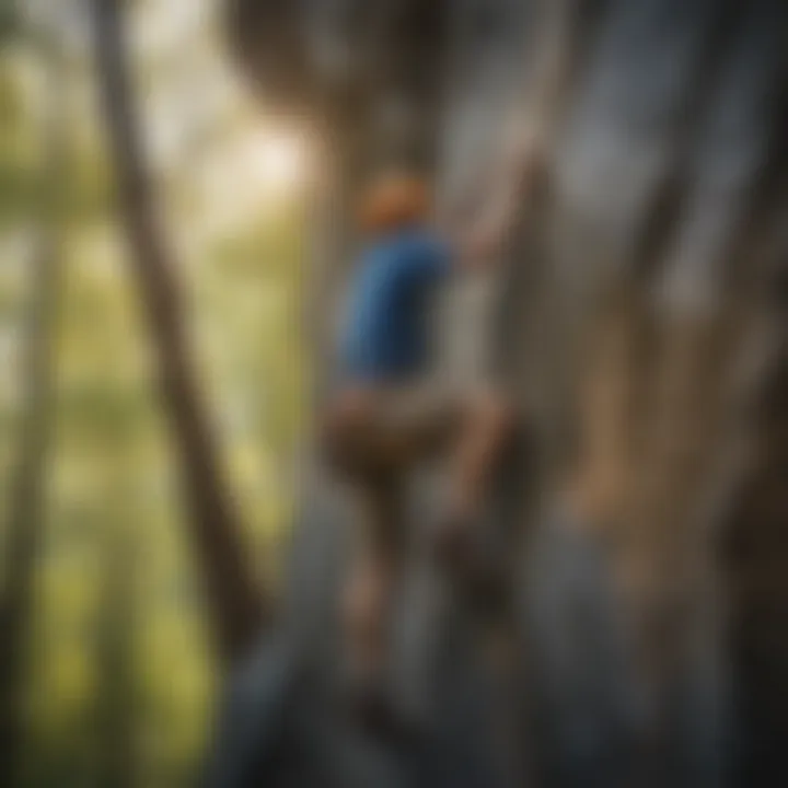 Climber scaling a rock face