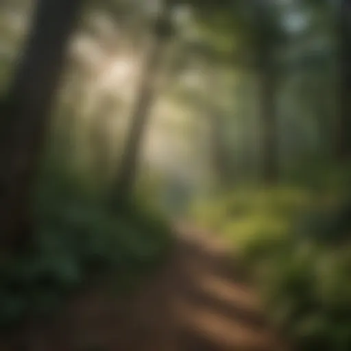 Lush forest scene along a hiking trail in East Texas