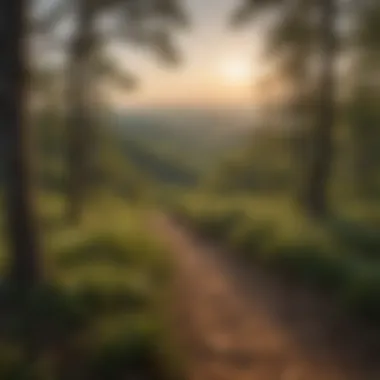 Panoramic view from a high vantage point on an East Texas trail