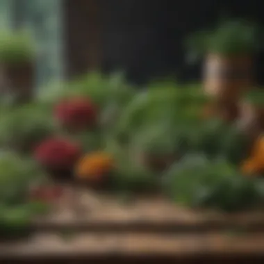 An assortment of harvested forest herbs displayed on a wooden table