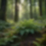 A vibrant green forest herb thriving under the canopy