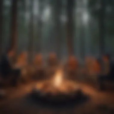 Campfire circle at a group campsite, perfect for evening gatherings