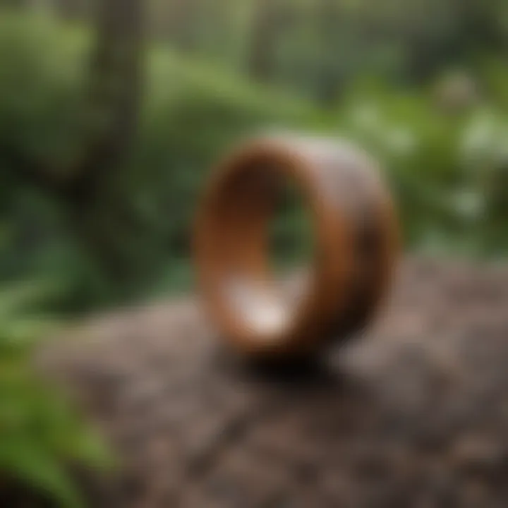 Artisan showcasing the delicate craftsmanship of Hawaiian wood rings in a serene setting