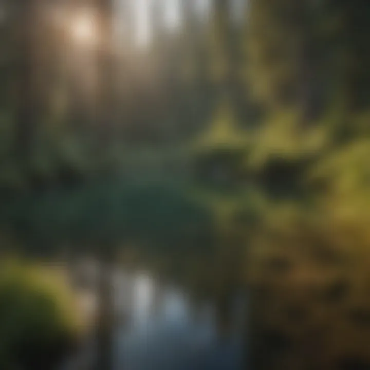 Tranquil lake beside a hiking route