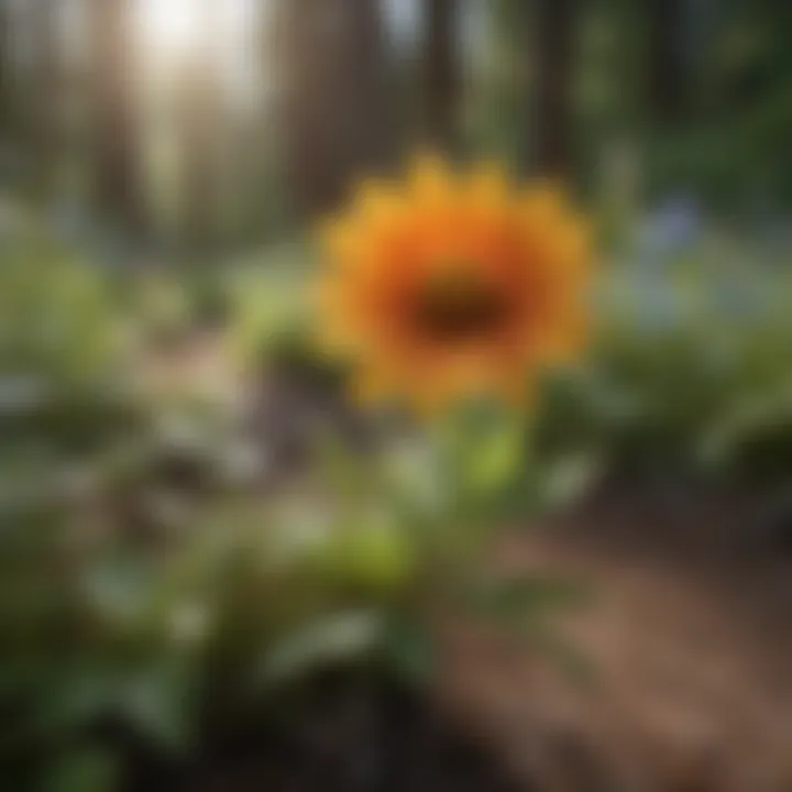 Wildflower bloom along a hiking path