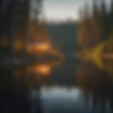 Campers enjoying a peaceful evening by the lake