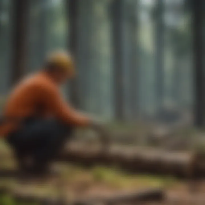 Local workers engaged in forestry-related activities.