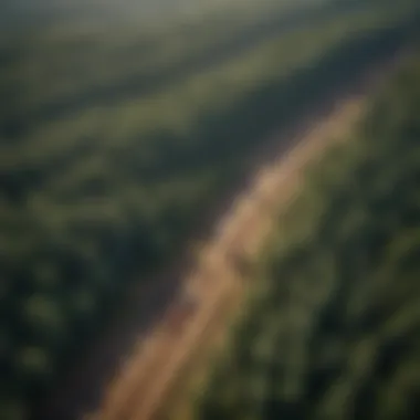 An aerial view of a sustainable forestry operation.