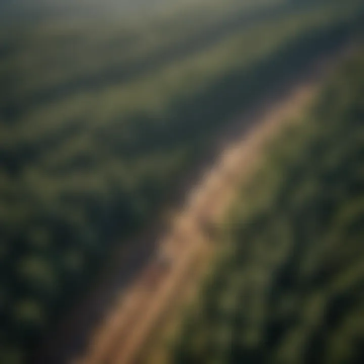 An aerial view of a sustainable forestry operation.