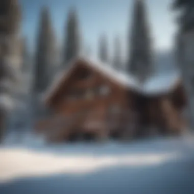 A cozy lodge surrounded by snow-covered trees